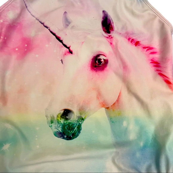 PLACE - multicolored Unicorn bathing suit for girls, sz 7/8. Criss cross straps. - Picture 3 of 6